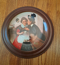 Edwin M. Knowles 8 Collector Plate Collection with Vintage wooden frames picture