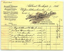 1944 Ashland PA Peter & Buick Hardware/Guns Billhead picture