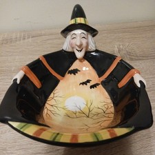 Fitz and Floyd Boo Halloween Witch Candy Bowl   Spooky Bats picture