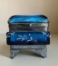 Antique Middletown CT Plate Co. Mary Gregory style jewelry quadruple casket box picture