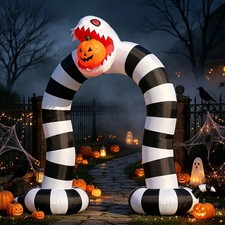 Halloween Inflatable 10' Beetlejuice Giant Sandworm Archway LED Blow-Up Yard Dec picture