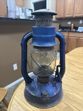 VTG DIETZ NO. 8 AIR PILOT BLUE LANTERN BARN LIGHT ORIGINAL CLEAR GLOBE USA MADE picture