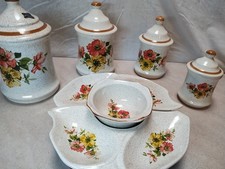 Vintage California Originals Lazy Susan Jars Floral & Chip and Dip Set picture