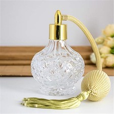 80Ml Clear Crystal Vintage Glass Perfume Bottle Gold Long Spray Tassels Atomizer picture