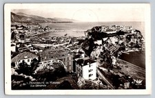 Monaco General View 1952 Postcard - Historic Principality Harbor & Rock RPPC picture