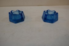 PR Wheaton/ Nuline NJ Art  GLASS CANDLESTICKS Blue in Color Fantastic Condition picture