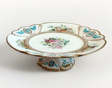 Antique Dresden Centerpiece Compote Bowl Germany, 9.5” Wide  X 3” High picture