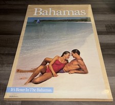 Vintage 1984 Bahamas Travel Tourism Promo Poster Beach Scene It’s Better In The picture