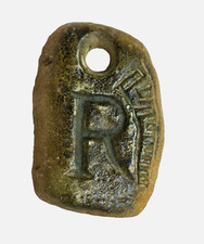 50 AD Ancient Carved Engraved Gemstone Pendant Medallion Amulet initial letter R picture