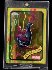 Spider-Man YELLOW RAYWAVE REFRACTOR TOPPS CHROME MARVEL CARD MINT picture