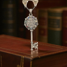 925 Sterling Silver Tetragrammaton Key Pendant .50 oz Hebrew Name of God Talisma picture