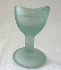 ANTIQUE Frosted Pale Green glass Footed  Eye Wash Cup picture