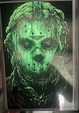 SURTUR signed AUTO Jason Voorhees BLOODY mask Horror Book W/COA, GLOW IN DARK picture