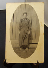RPPC Postcard circa 1910-Candid Photo-Plain Dressed Woman-Oval picture