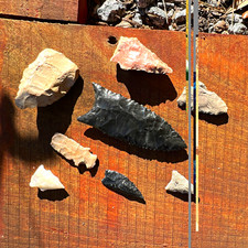 Group of 8 arrowheads/ spearheads /knives from different regions.  picture