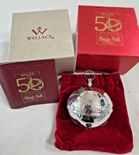 Wallace 2020 50th Anniversary Silverplate Sleigh Bell Christmas Ornament & Box picture