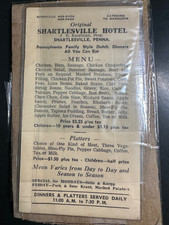 1940's Shartlesville Hotel menu - Dutch Dinners - Shartlesville , PA picture