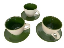 Set/3 Coffee Vtg. 2005 STARBUCKS Espresso Pearlescent 4 Oz Cups & Saucers Green picture