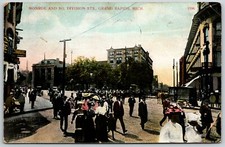 Monroe and South Division Streets, Grand Rapids, Michigan 1909 - Postcard picture