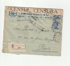 WW1 1918 Italy Milan Paris Censored Letter Recommended CENSURA picture