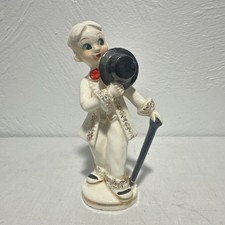 Ucagco Japan Porcelain Dapper Boy Figurine White & Gold Trim Vintage picture