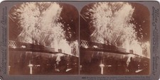 Stereoview Cards - Estate - Fireworks over Brooklyn Bridge, 1904 picture