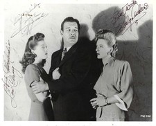 HORROR ACTORS LON CHANEY Jr, EVELYN ANKERS & ANNE GWYNNE, SIGNED VINTAGE PHOTO picture