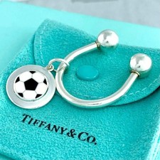 Tiffany 925 Silver Rare 1993 Soccer Ball Key Ring Used picture