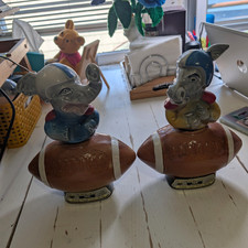 Vintage 1972 Jim Beam Political Football Decanters Pair Elephant & Donkey Set picture