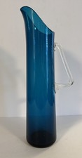 VTG Nanny Still Harlekiini Art Glass Pitcher Finland  *read-Rough Spot On Handle picture