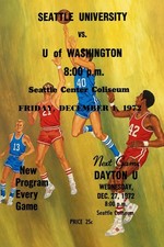 1972 Seattle Univ vs U of Washington Basketball Poster 24x36” 🏀 Hi-Res💎 picture