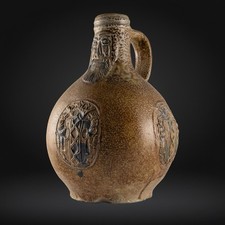 Cobalt Splashed Bellarmine Bottle, 3 Medallion, Amsterdam Coat of Arms 16/17thC picture