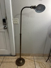 Vintage Patinated Brass Adjustable Height Pharmacy Floor Lamp picture