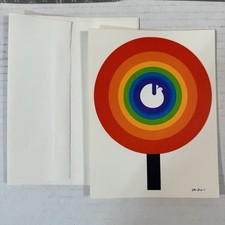 VTG Irene Dash Xmas/New Years Greeting Card Stan Brod “Dove/Rainbow”MCM Colorful picture