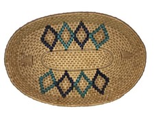 Fun Vintage Coiled Straw Basket Tray Large 20