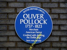 Photo 6x4 Oliver Pollock plaque, Sollus Whitehill Born 1737 - 1823Mer c2016 picture