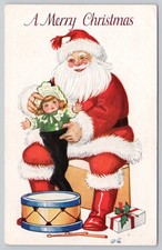 Santa Claus Doll Merry Christmas Embossed Posted Antique Postcard picture