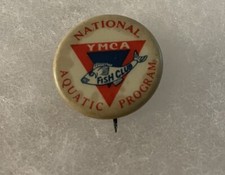 Vintage Y.M.C.A. National Aquatic Program Fish Club Pin Back picture