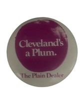 Vintage Cleveland's a Plum The Plain Dealer News PinBack Pin Back Button picture