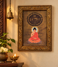 Vintage Framed Buddha Lotus Meditation Artwork Spiritual Buddhist Wall Art Decor picture