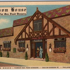 1936 Philadelphia PA Sansom House Restaurant Bar Postcard Seafood Linen Teich picture