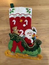 Vintage Bucilla Santa's Surprises #82729 Christmas Stocking Finished Complete picture