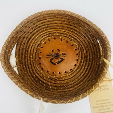 Jim McCreery Pine Needle Basket Crab Shell Trim Handmade NC Coastal Center Bowl picture
