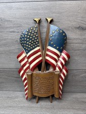 VINTAGE 1960'S SEXTON AMERICAN FLAG PLEDGE ALLEGIANCE METAL WALL PLAQUE picture