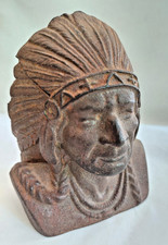 Vintage/Antique Indian Chief Cast Iron Still Bank picture