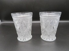 Pair of EAPG Glasses Tumblers Flower Inside Diamond Unknown Pattern & Maker picture