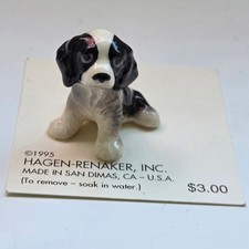 Retired Hagen Renaker Springer Cocker Spaniel Puppy Dog black white NEW ON CARD  picture