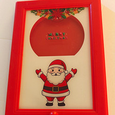 Christmas Santa Claus Wall Decor Frame - Red/White/Green Plastic picture