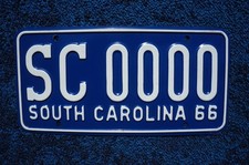 1966 South Carolina SAMPLE License Plate - Nice Quality picture
