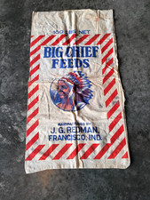 VTG. FEED SACK SHOWING NATIVE AMERICAN CHIEF HEAD-J.D. REDMAN FRANCISCO, IND.  picture